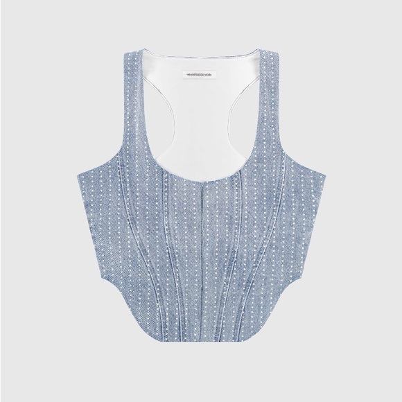 Manier De Voir DENIM RHINESTONE CORSET - Picture 3 of 7